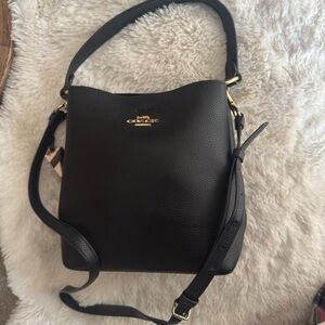 Coach Black Pebbled Leather Shoulder Bag